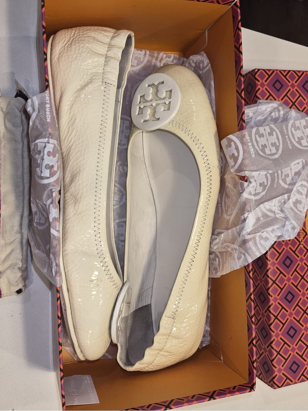 Tory Burch Cream Reva Ballet Flats - Women's size 8.5